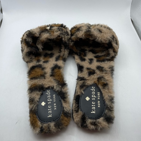Kate Spade Sandy women’s  Furry Animal Print Slippers size 8 - Picture 6 of 10